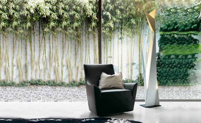 Design cu lampă de podea extravagantă, fotoliu din piele cu lumină indirectă Cattelanitalia Design lampă de podea din plastic fotoliu cu iluminare indirectă din piele Cattelanitalia