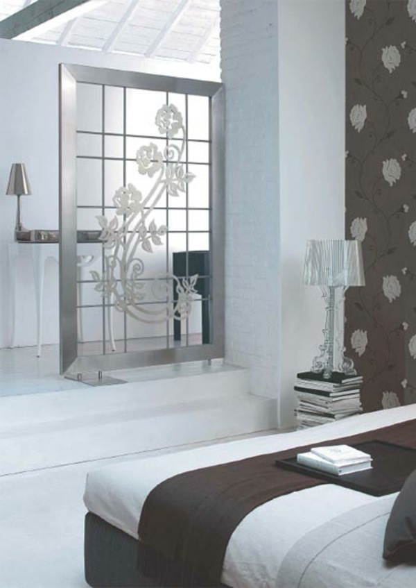 Idea de design a dormitorului despărțitor cu radiator Ideea de design a dormitorului cu radiatoare
