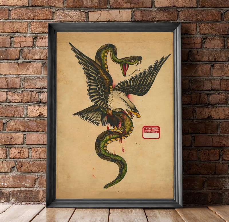 ヴィンテージタトゥープリントウォールアートポスター