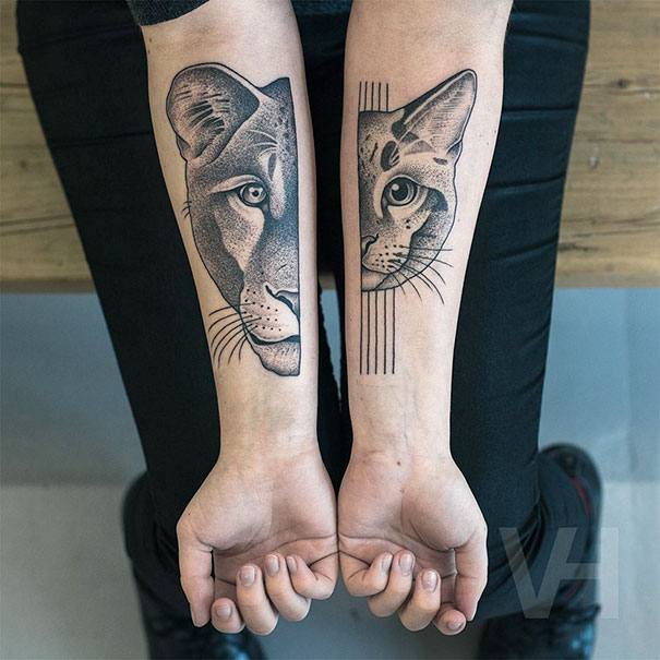 Tatuagens de mãe e filha