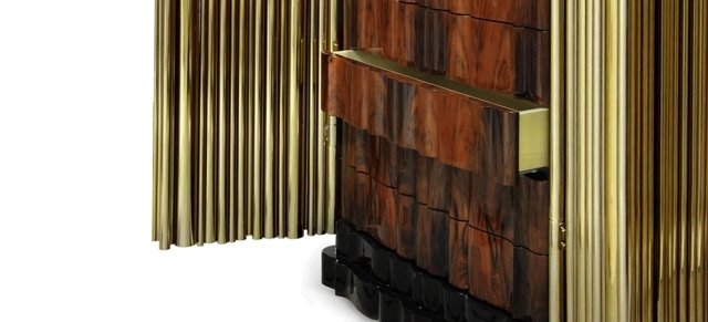 design dulap simfonie alamă lustruită tuburi sertare din lemn