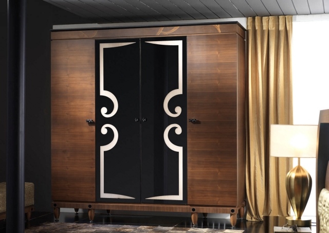 dulap clasic lemn alb și negru decor amboană