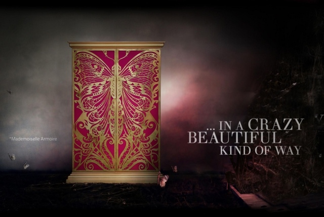 stil dulap roz aur fluture design MADEMOISELLE koket