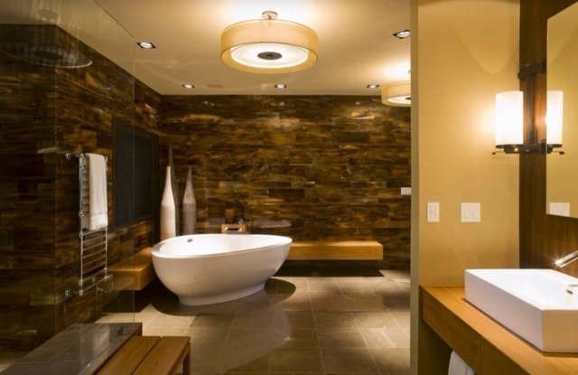 Vanitate din lemn de baie de culoare cupru