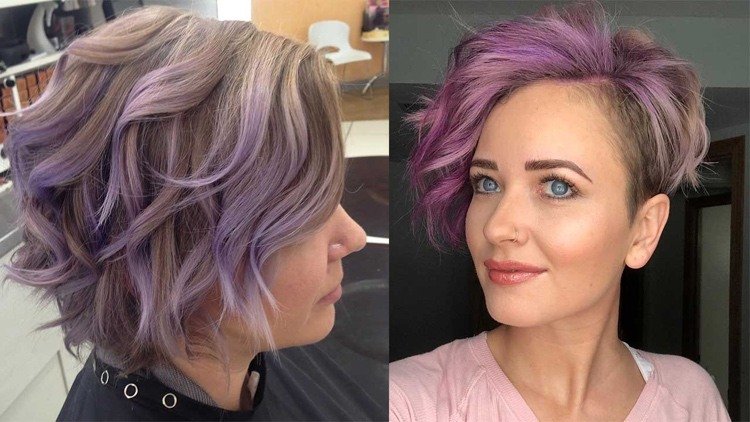 Păr scurt, blond deschis, cu accente purpurii