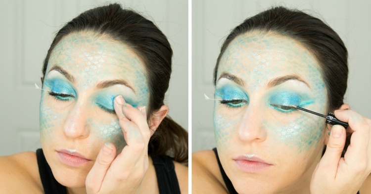 Evidențiați fața cu eyeliner argintiu și sclipici fete de Halloween make-up sclipici pentru ochelari de vedere doamnelor arata costum