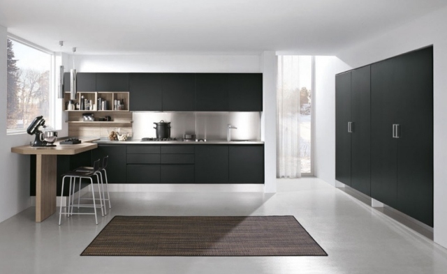 bucătărie încorporată neagră fronturi mate design bucătărie concepte individuale