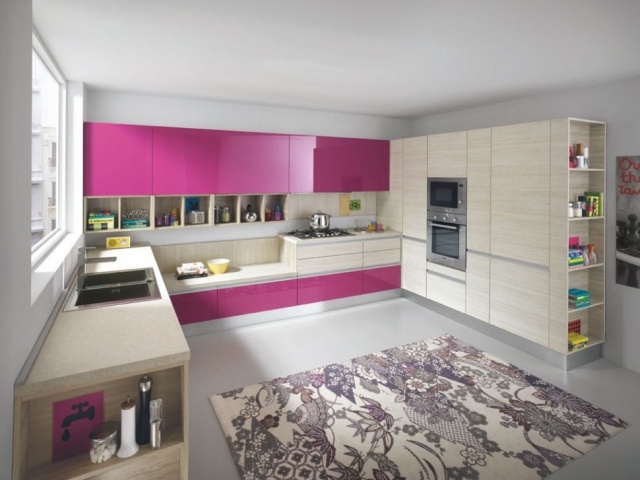 bucătării moderne colombini casa roz lac lac lucios-ambianță cu aspect feminin
