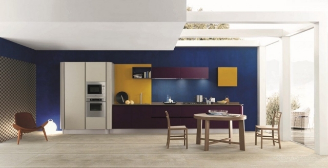 amenajare cameră cu culori design perete dulapuri-zonă de relaxare în bucătărie în aer liber