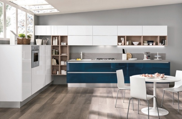 scaune de designer albastru-alb scaune-zonă de luat masa parchet laminat din lemn