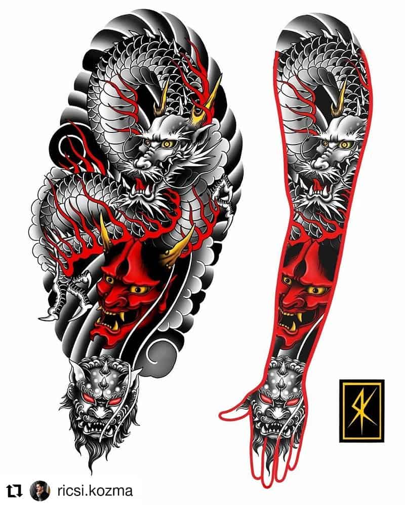 Dizajn japanskih zmajeva tetovaža