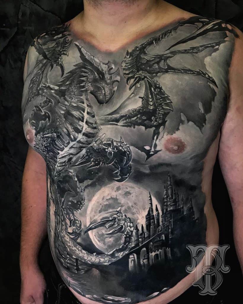Dragon Castle Tattoo Men