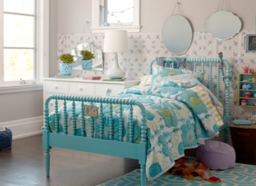 idei de camera pentru dormitor fetelor flori albastre