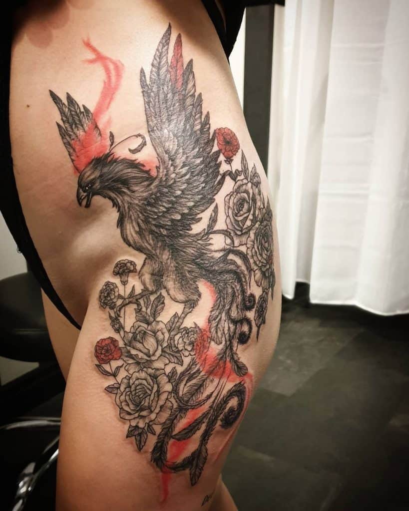 Tatouage Floral Phénix