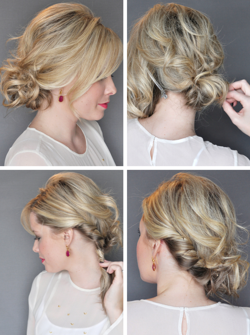 Ideea rece de vară - legați o împletitură într-un coc cool updos braid idea ponei blond