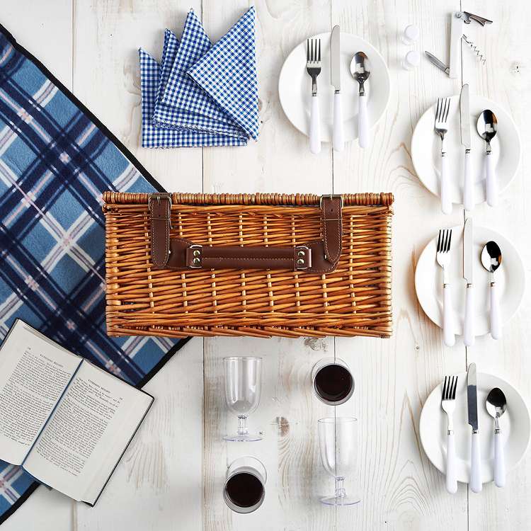 listă de verificare idei picnic set accesorii coș vase