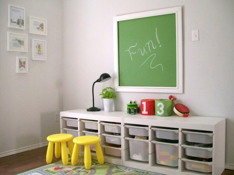 Masă pentru pictură, obiecte de artizanat etc. și sertare funcționale pentru copii mici depozitare-mobilier camera copilului-sertare albe-birou-tabla-taburet