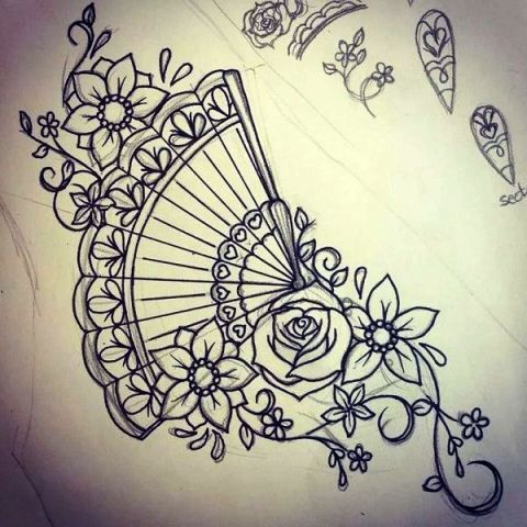 中国の扇子の入れ墨