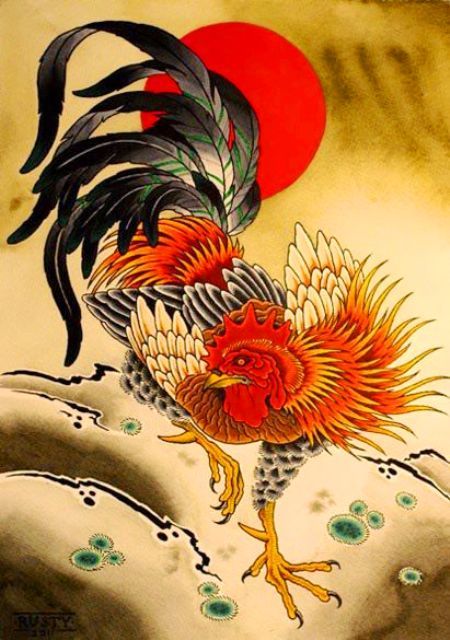 中国の火の酉の入れ墨