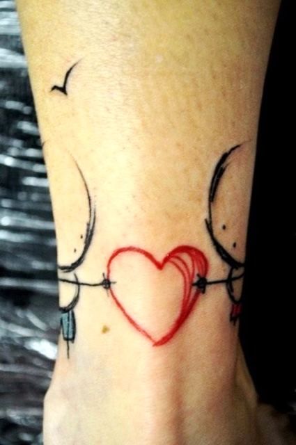 Stick People Heart Tattoo