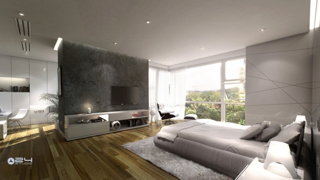 Idei de proiectare dormitoare bufet tavan suspendat gri deschis