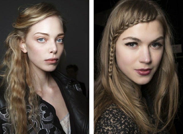 Coafuri romantice împletitură laterală valuri tip Coafuri împletituri laterale valuri Guy Laroche Nanette Lepore