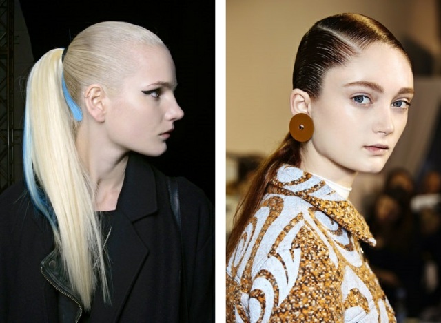 Coadă de cal drept păr albastru șuvițe de păr păr drept șuvițe albastre de păr Mara Hoffman Acne Studios