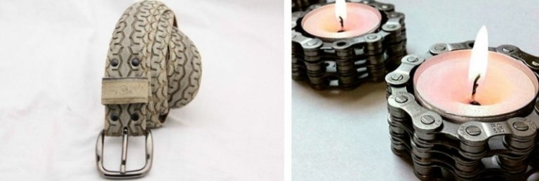 idei de reciclare cu piese pentru biciclete centură de cauciuc lanternă albă pentru bicicletă