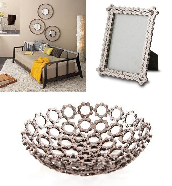 Idei-upcycling-cu-piese-bicicletă cadru oglindă cadru