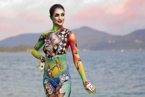 Sophie Fauquet (FRA) kūno tapybos žaidimai „Spiele Schach Poertschach Woerthersee“