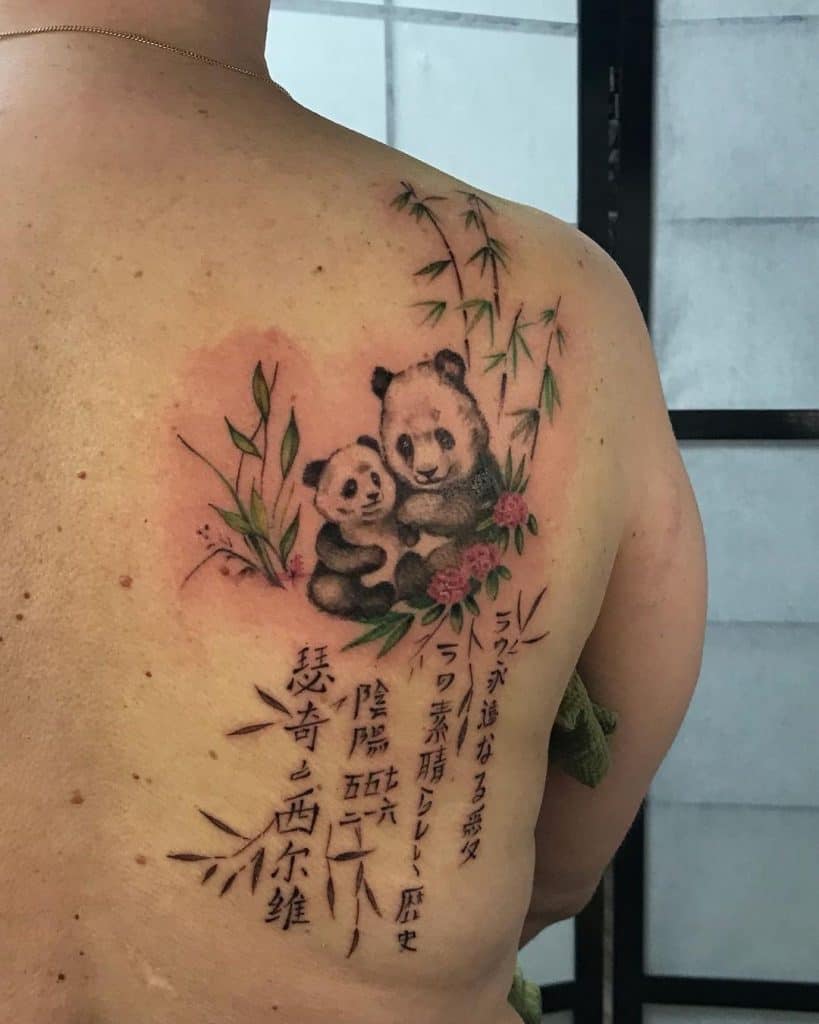 Panda Family Tattoo Back Design