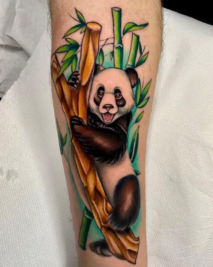 Fofo & amp; Tatuagem de panda brincalhão para mulheres