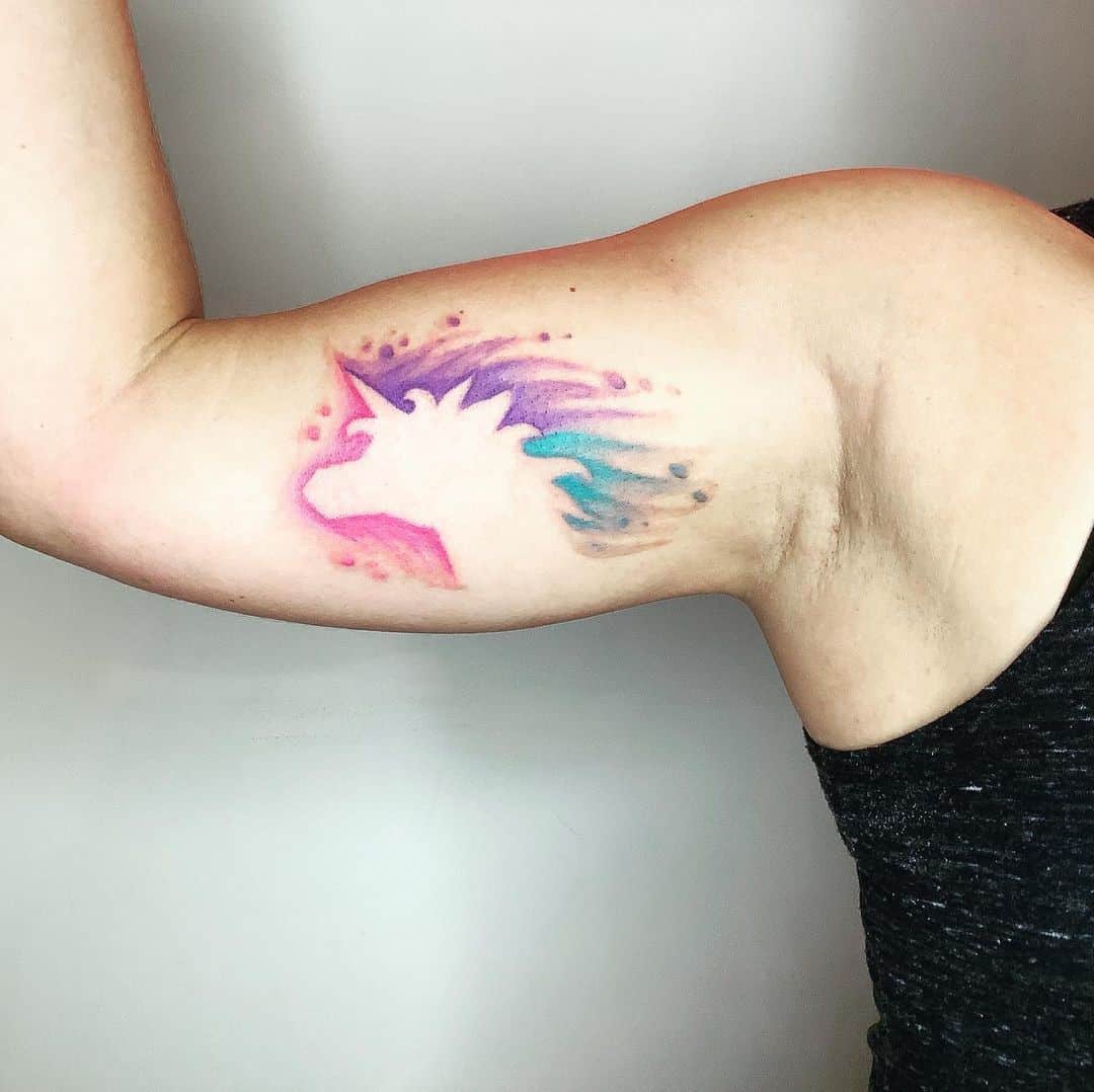 Aquarelle Splash Licorne Art Tattoo
