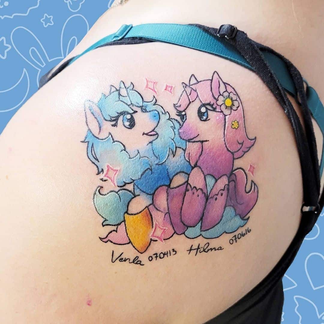 Lumineux & Duo de tatouage de licorne drôle