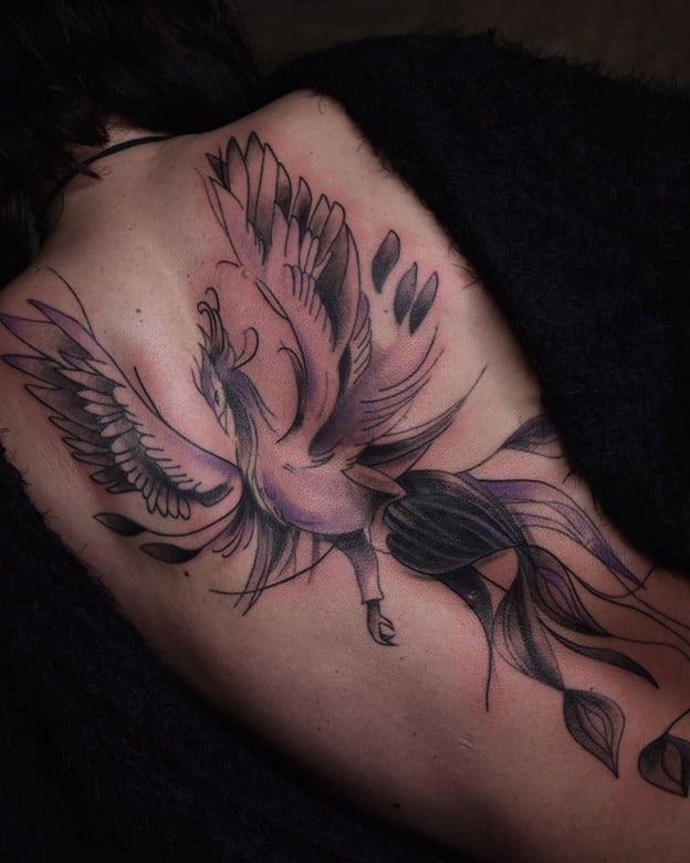 Tatouage de dos de phénix