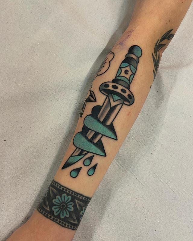 Blue Dagger Tattoo 1