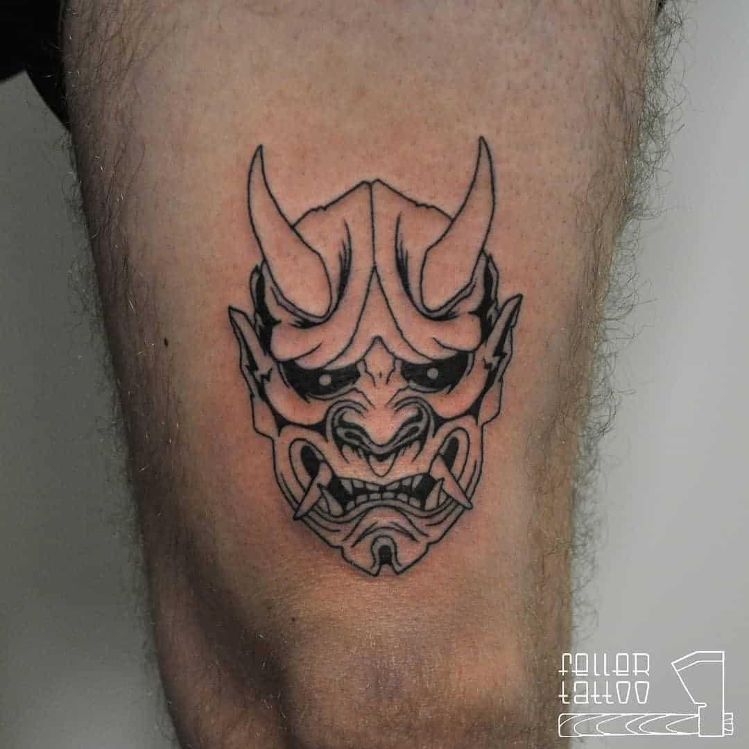 Jambe Oni Masque Traditionnel Tatouage