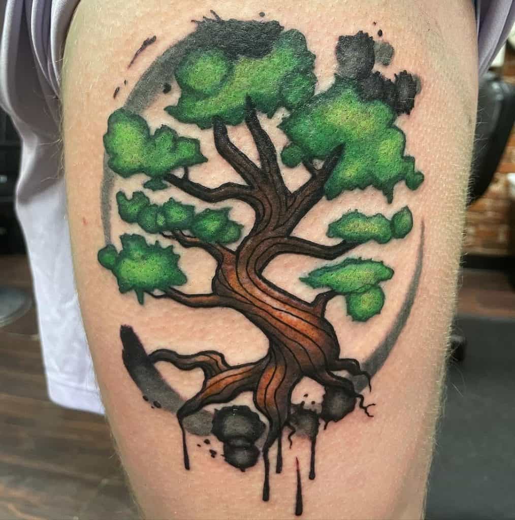 Tree of Life Tattoo Ideas Green Ink za moške