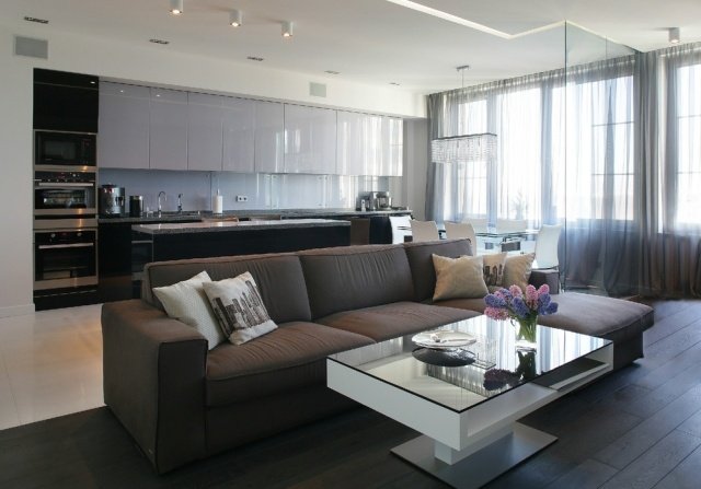 living bucătărie zonă de luat masa living deschis culori neutre mobilier modern sufragerie-bucătărie-sufragerie-colț-deschis-living-culori-neutre-mobilier-modern