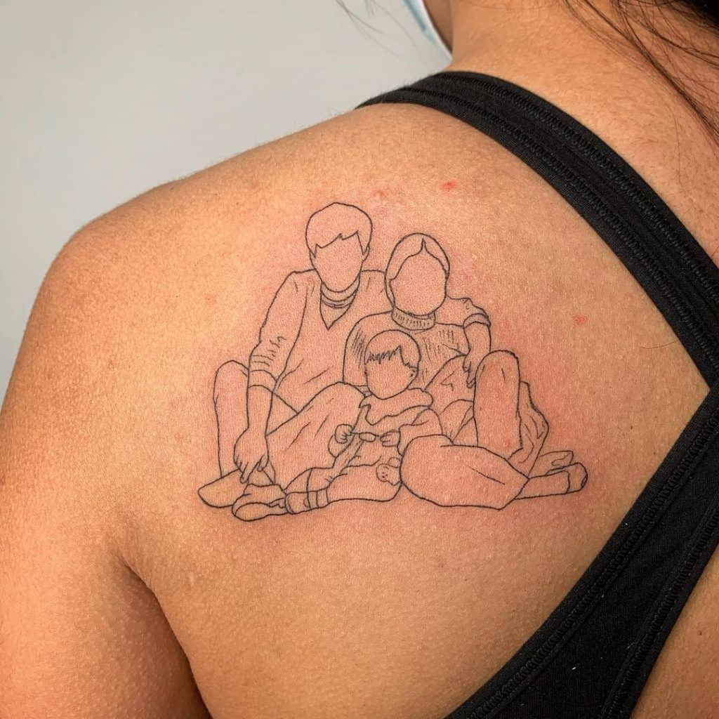Retratos de tatuagem de família minimalistas
