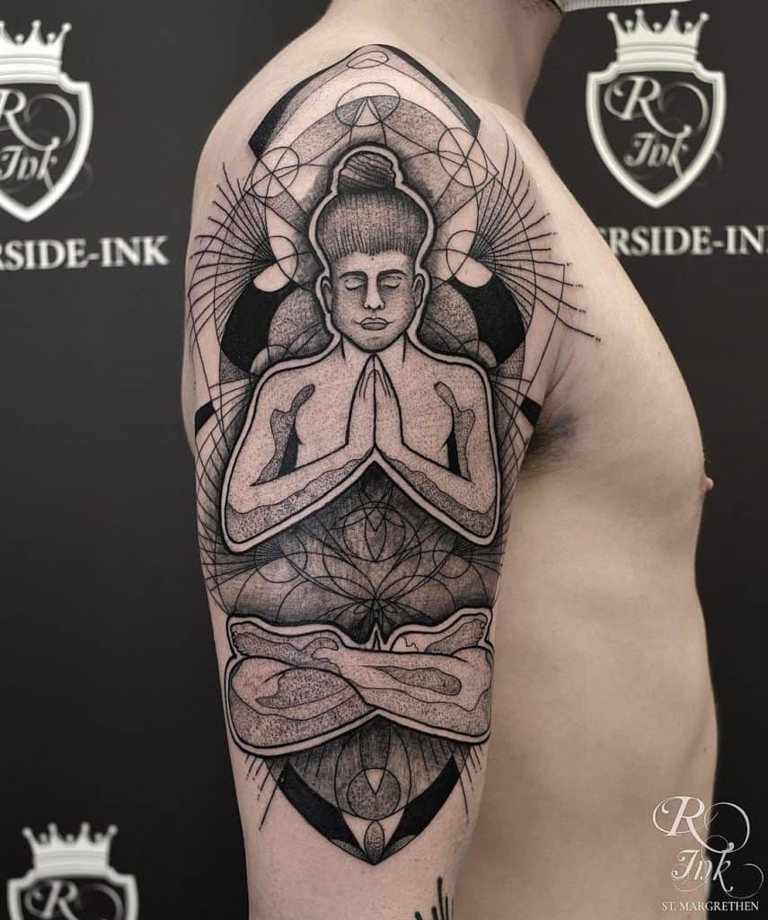 Tatuagem simétrica de Buda da paz