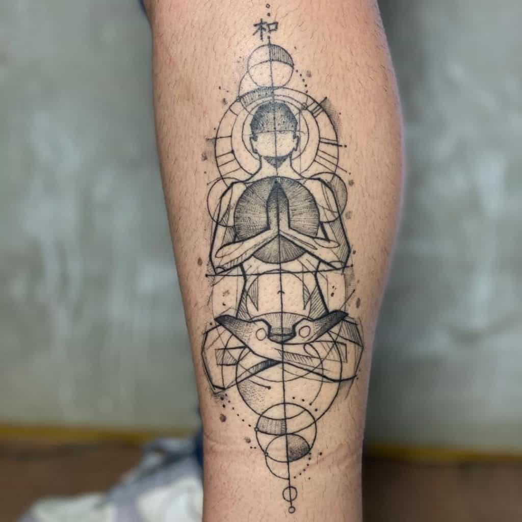 Redondo & amp; Tatuagem simétrica de Buda da paz