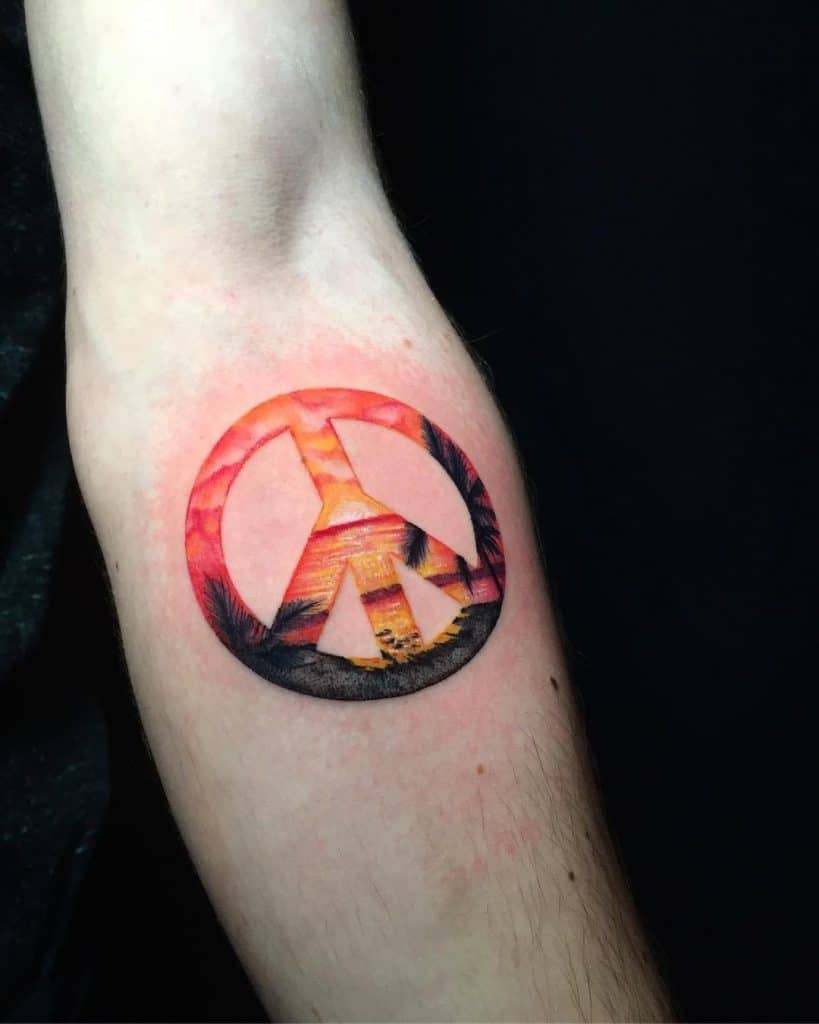 Vermelho brilhante & amp; Tatuagem Laranja Pela Paz