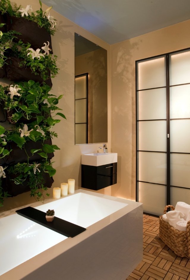 Plante de interior idee perete baie spa ambianță cadă Decorarea plantelor interioare perete baie cadă spa ambianță