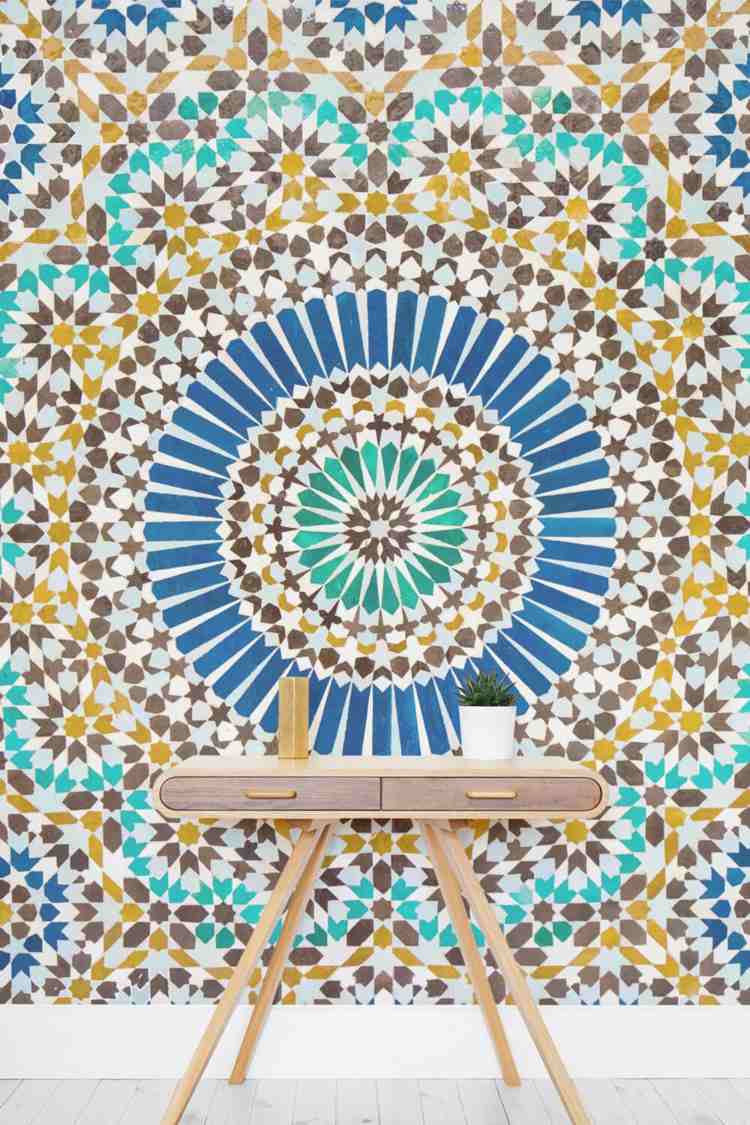 Tapet oriental cu un motiv tipic de țiglă marocană Tapet 3D-kafen-imagine-tapet-mandala-design-culori-colorate