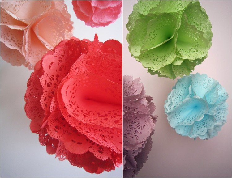 Fă-ți singur flori din doilies colorate Idei de decorare pentru a vă face petrecere cu flori-tapițerii-grădină