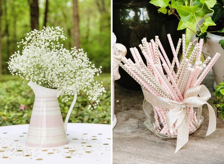 Gypsophila într-un ulcior de porțelan și paie modelate decor-idei-petrecere de gradina-baby shower-gypsophila-pot-paie