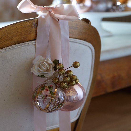 Crăciun decorare de masă scaun ramură de fructe de aur sclipici bile de copac