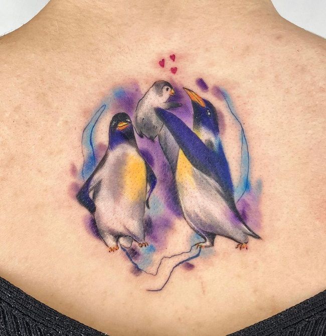 「ペンギンの家族」のタトゥー