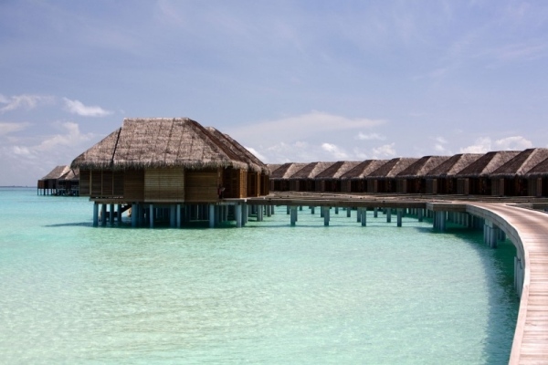 Hotel de lux de 5 stele Maldive pe piloni de apă limpede Hotel de lux de 5 stele, Maldive, pe apă de cristal, cu piloți